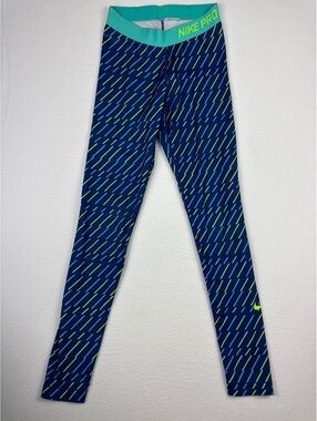 Nike Pro Women's Blue Patterned Athletic Leggings Size Small